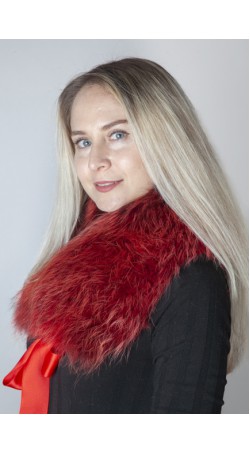 Light red Finnraccoon fur collar-neck warmer